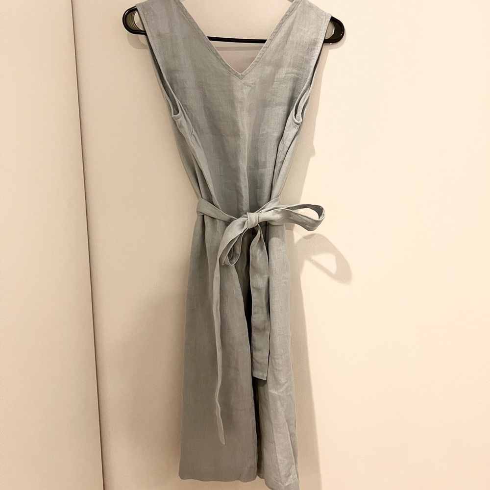 100% Linen Dusty Blue Dress